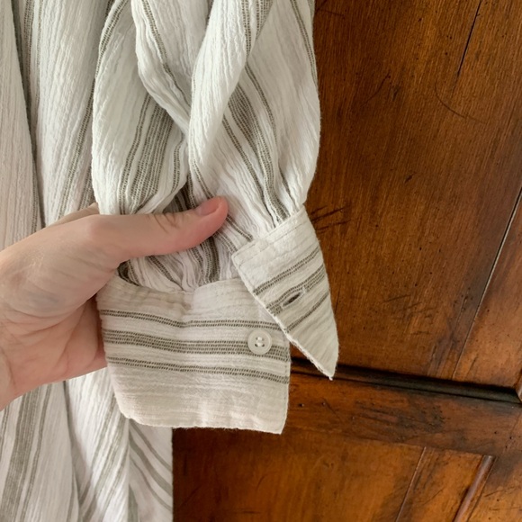 Moshi Moshi Mind | Organic Cotton Gauze Long Sleeve Button Down Mini Dress | S - Picture 6 of 6